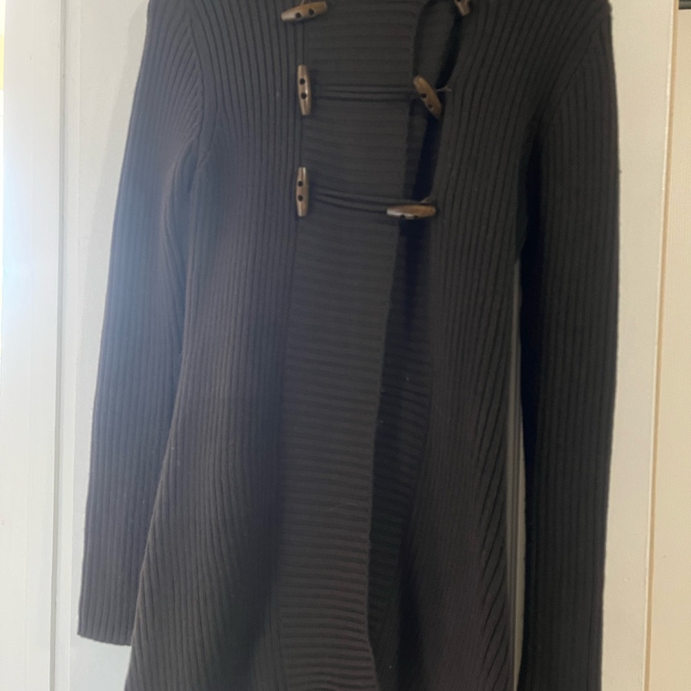 Take Out Black Ribbed Knit Cardigan